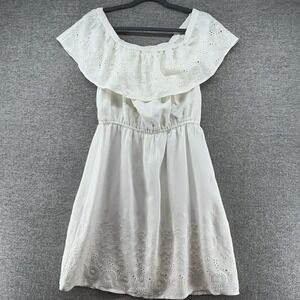 Lucky Brand Over the Shoulder Dress Women Size Small White Lace Summer NEW